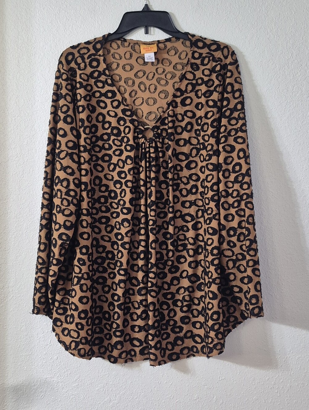Ruby Rd. Leopard Print Tie-Front Tunic Top - Brown/Black
